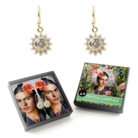 Gold plated earrings with glittering crystal stones,  inspired by  Frida Kahlo