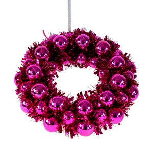 Wreath with balls, magenta, plastic, 35x9x35 cm