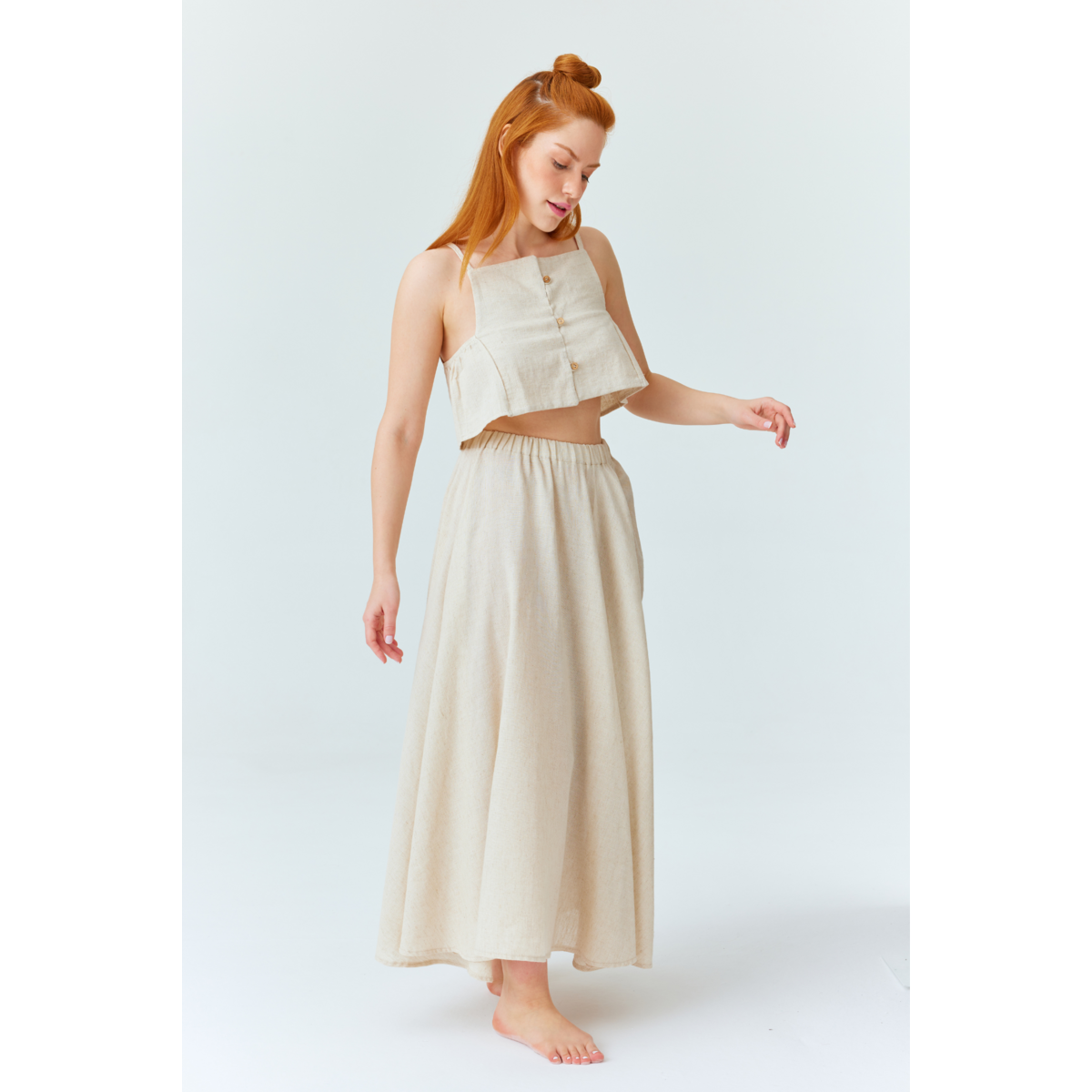 Falda de lino asana - beige natural