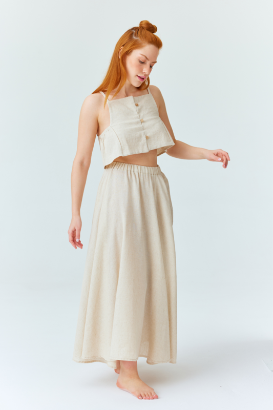 Falda de lino asana - beige natural