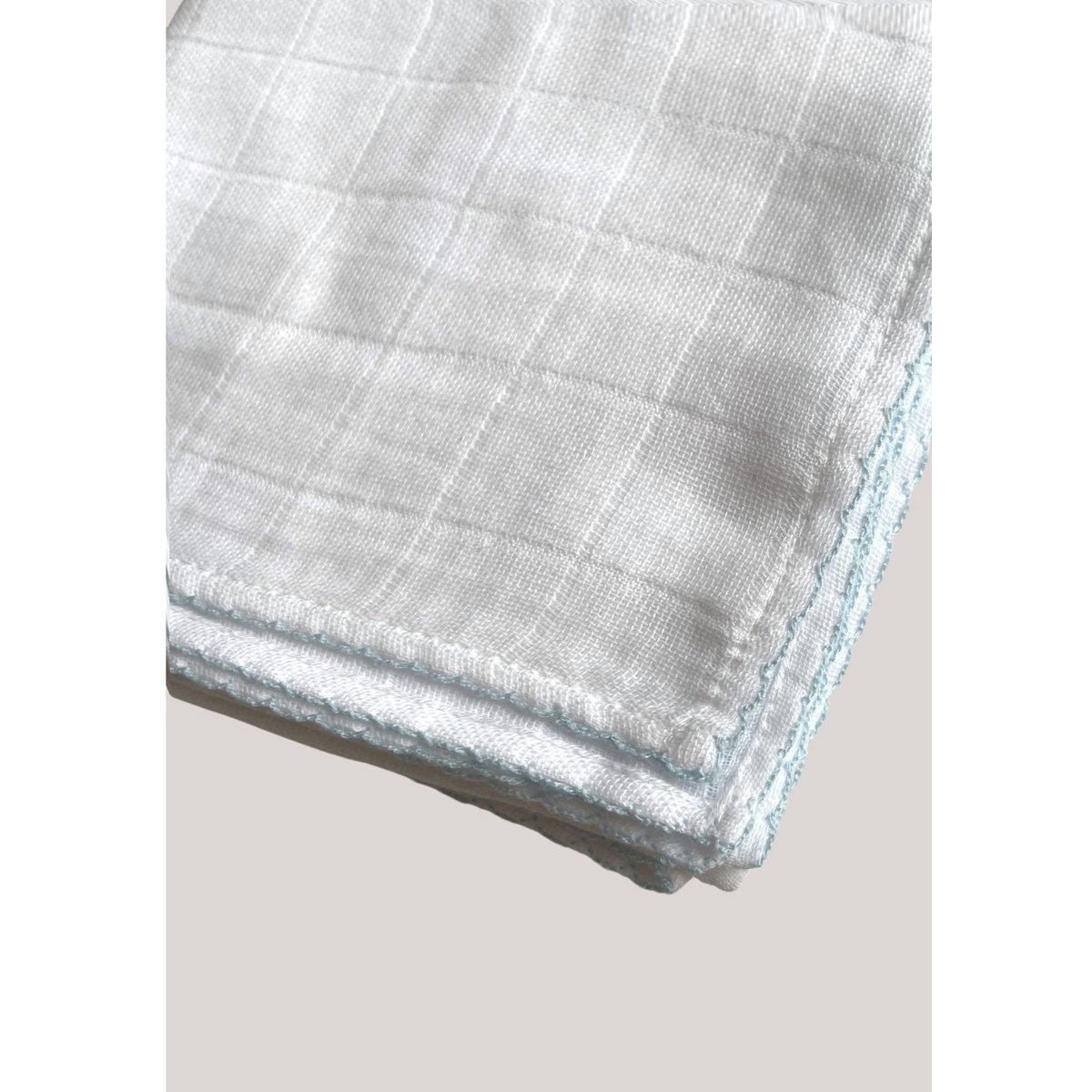 Muslin with crochet piping - Light Blue Piping