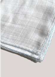Muslin med hæklet piping - Lyseblå piping