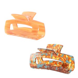 2x hair clip orange and brown