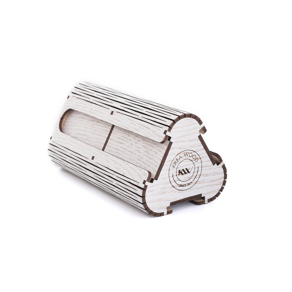 Krea-Wood handgemaakte koffiecapsulehouder voor Nespresso-compatibele capsules, in vintage witte kleur