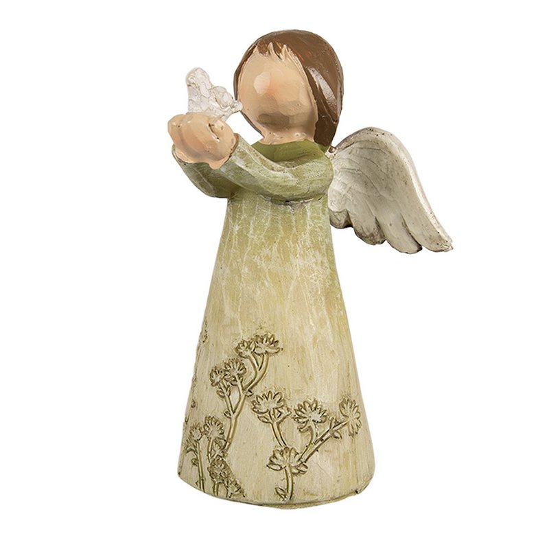 Decoratie Beeld Engel 12 cm Groen Polyresin Kerstdecoratie