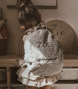 Teddy children's backpack with an embroidered name - grey