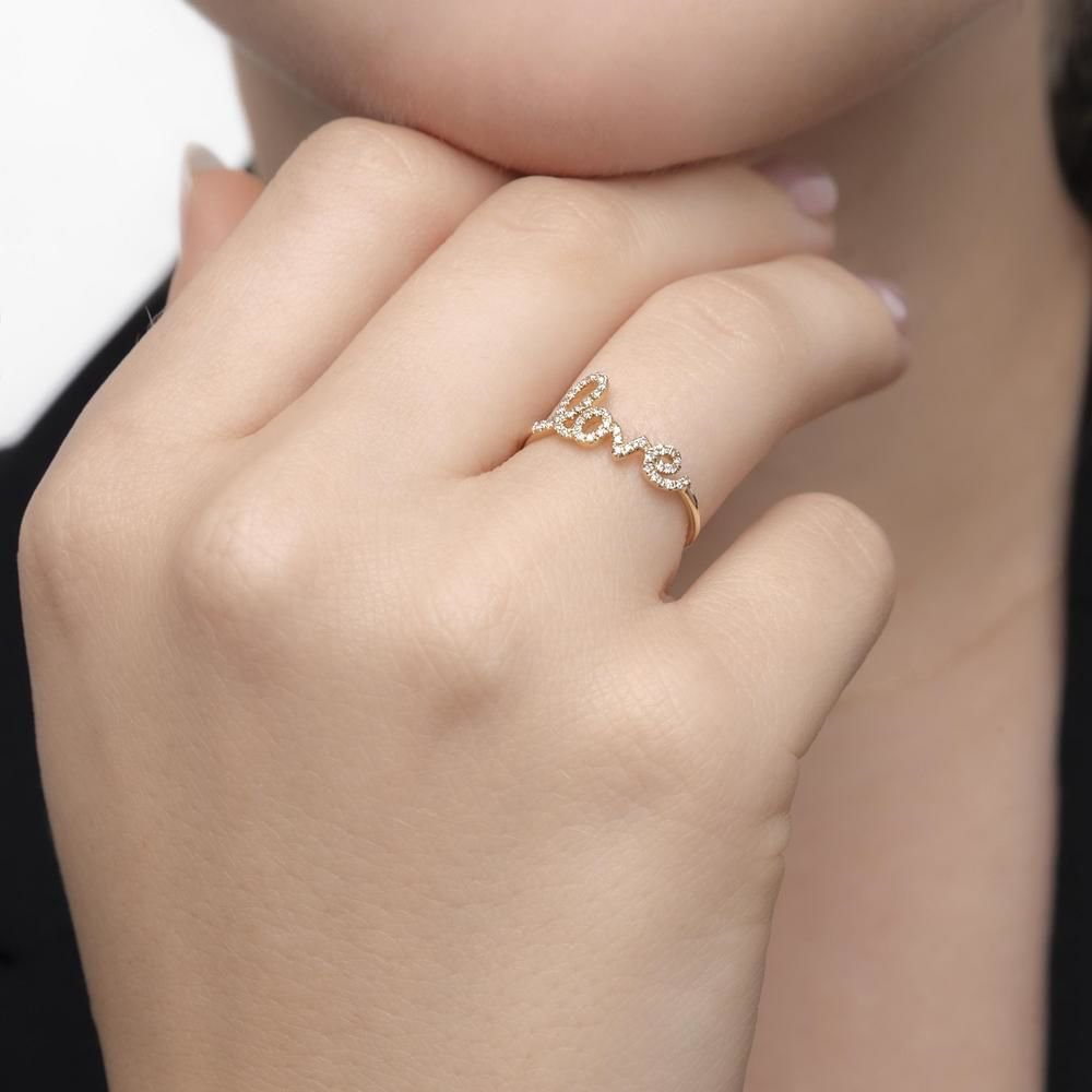 Ring LOVE aus 18K Gelbgold mit Diamanten