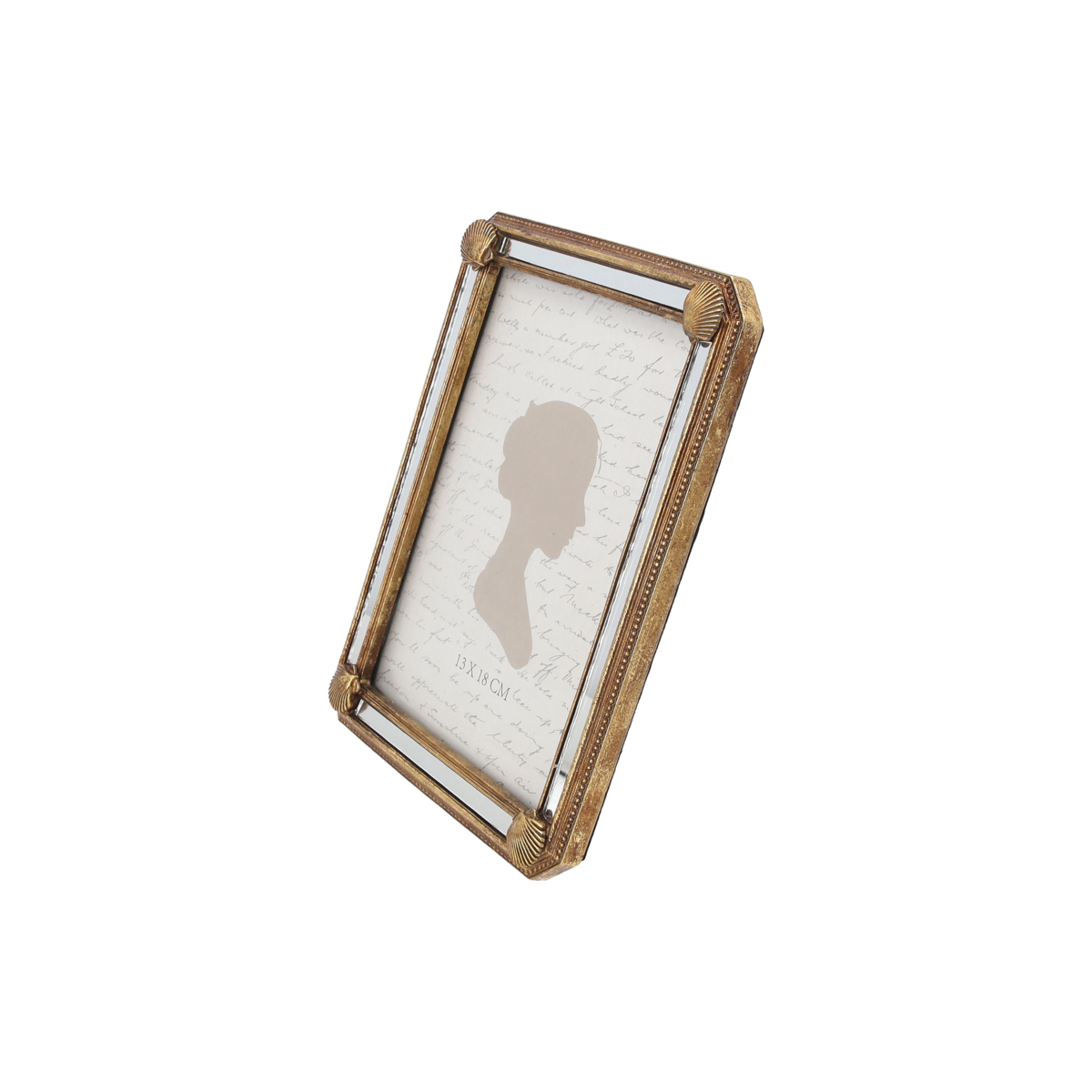 Decorative photo frame in gold resin with shells 21x16 cm