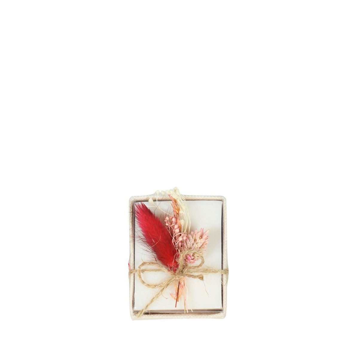Mini Linnen Geschenkdoos – Zeep & Gedroogde Bloemen – Rozenhout