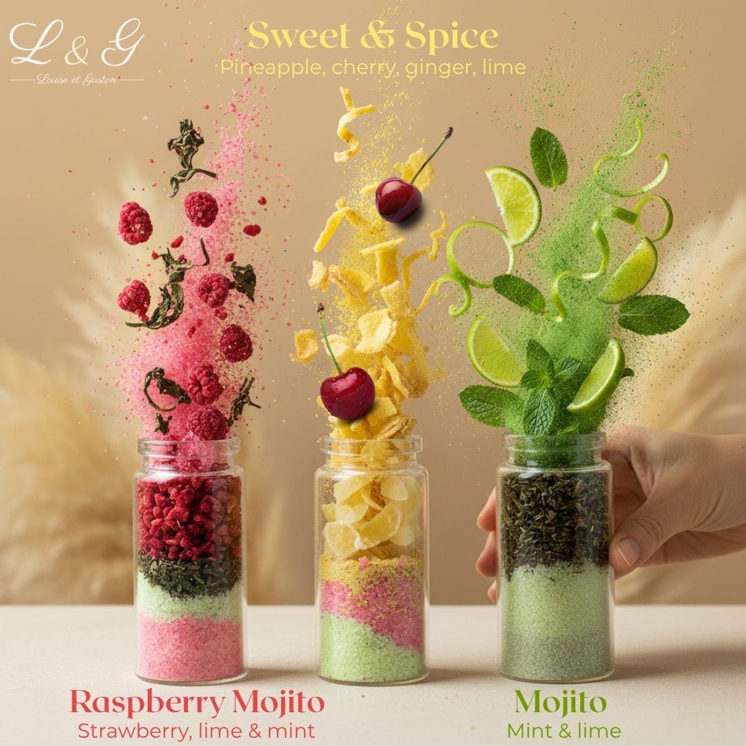 L&G - Arranged Rum Box “Sweet Rum” | Homemade Rum Making Kit with Natural Spices | 3 Vials of Exotic Flavors + Ice Cubes + Coasters | Mother's Day Gift Idea