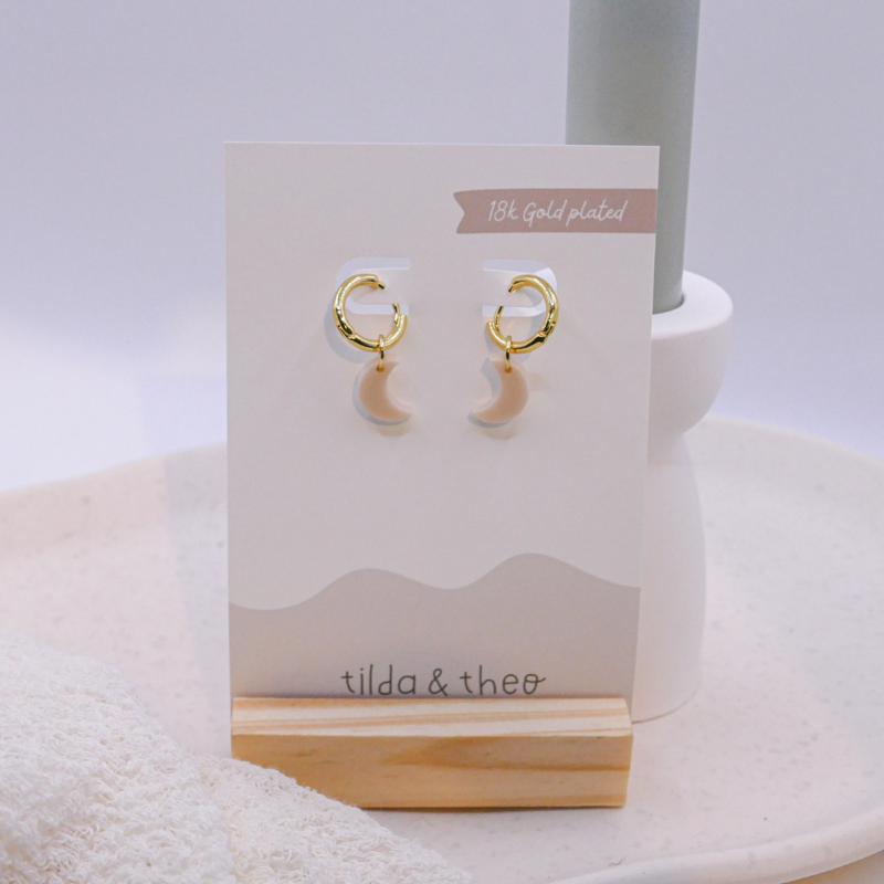 Earrings moon hoop earrings acrylic half moons - light stud earrings moon
