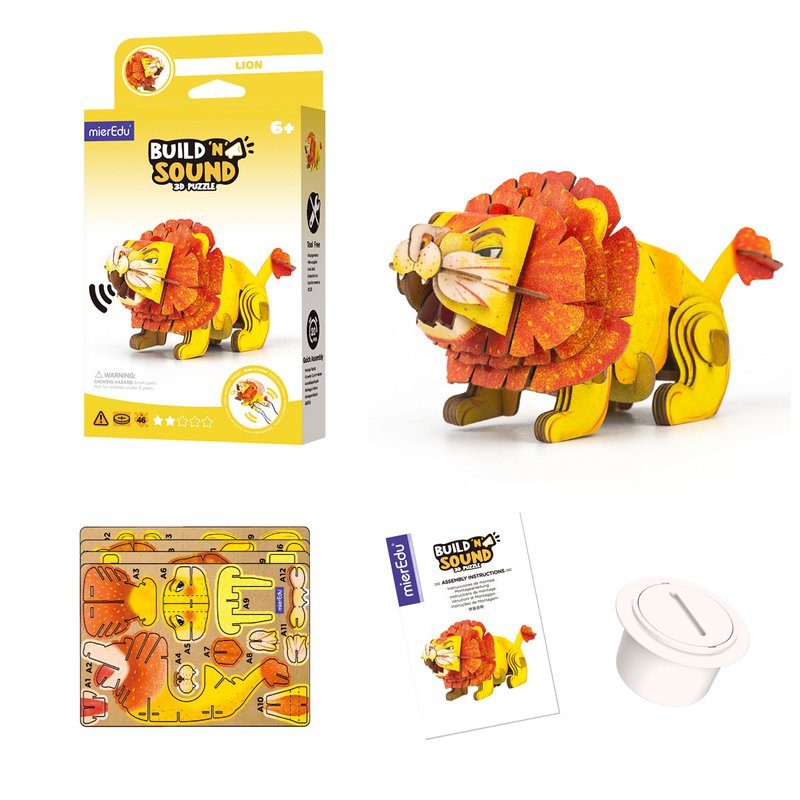 Mieredu - 3D Puzzel Build And Sound - Leeuw