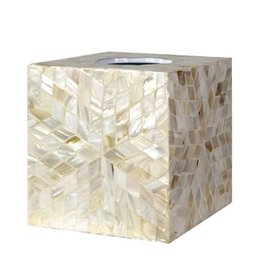 Couverture de boîte à mouchoirs incrustée de nacre | Distributeur de papier rustique élégant cube et rectangle