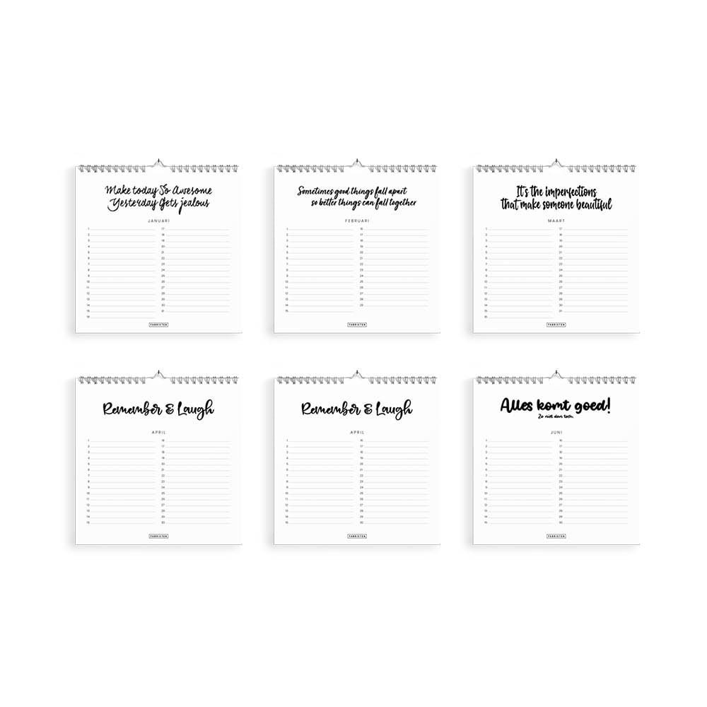 Duurzame verjaardagskalender Motivatie 21x21 cm – Minimalistische vierkante kalender