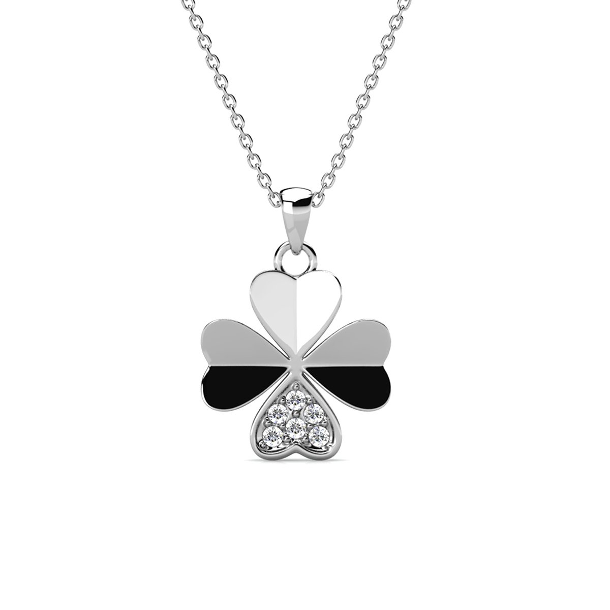 Kleeblatt-Anhänger – Silber und Kristall