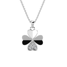 Kleeblatt-Anhänger – Silber und Kristall