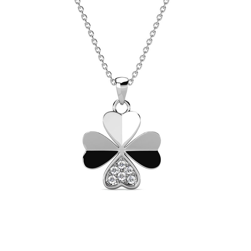 Kleeblatt-Anhänger – Silber und Kristall