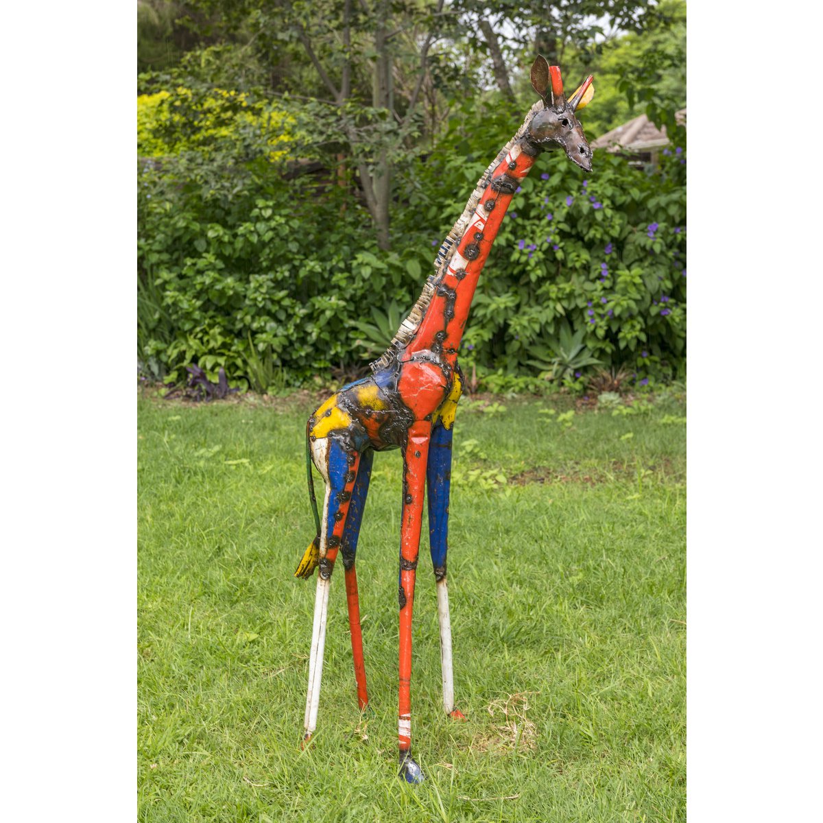 Sculpture de girafe colorée en métal faite à la main – 1,2 M