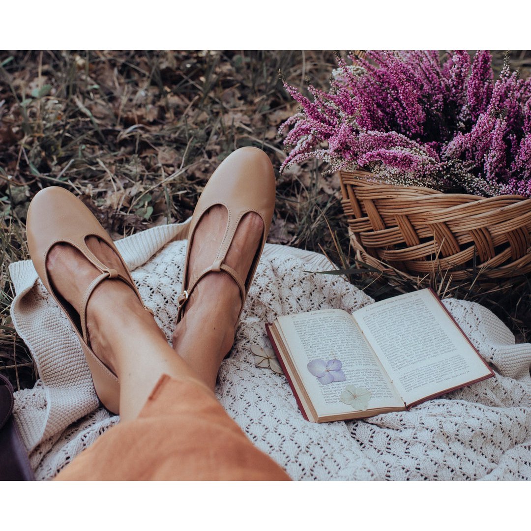 Handgemaakte leren ballerina's - Lotta - beige 34-42