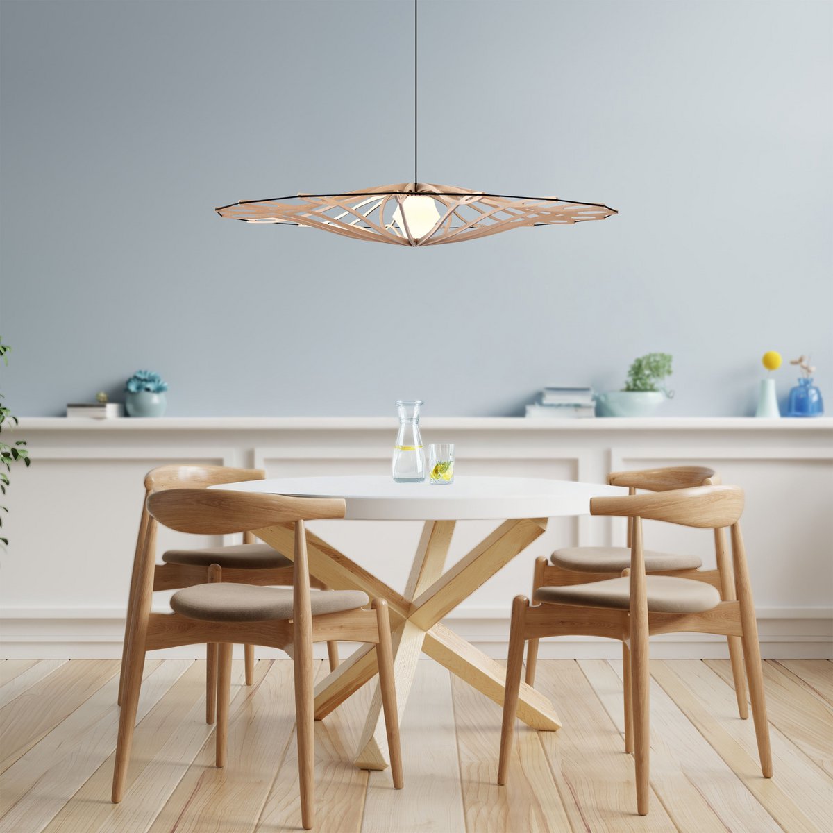 Ophæng D104cm TWIST - Sort elastik - sort bomuldsmetalsæt med diffuser