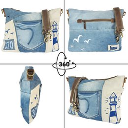 Sac à bandoulière durable Sunsa pour femmes. Sac à bandoulière fabriqué à partir de jeans recyclés et de toile (toile). Sac à main au style rétro vintage. Sac bandoulière pour femme.