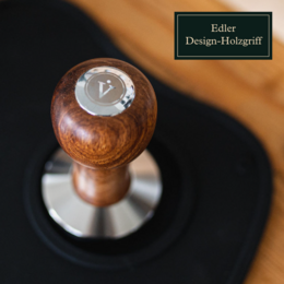 Tamper with elegant wooden handle - espresso stamp for the barista incl. Mat