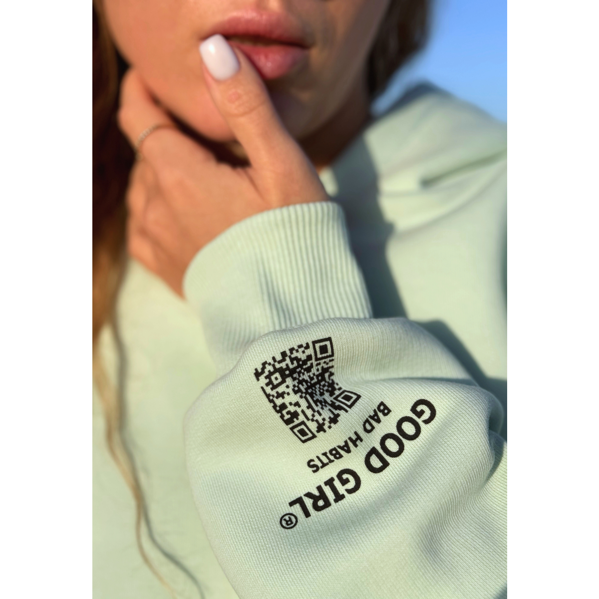 Hoodie mit Reißverschluss "GGBH" - Beige