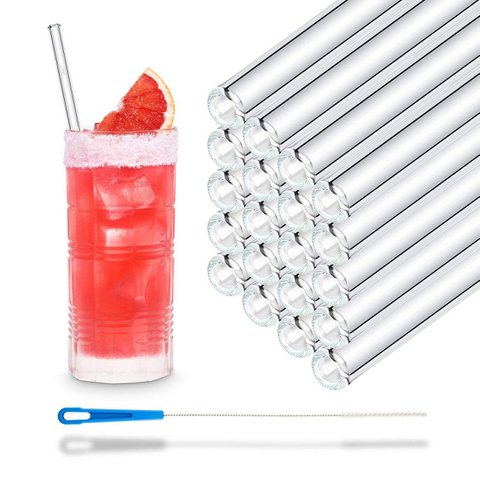 50x 23cm Glasstrohhalme für jeden Anlass inkl. Profi Reinigungsbürste