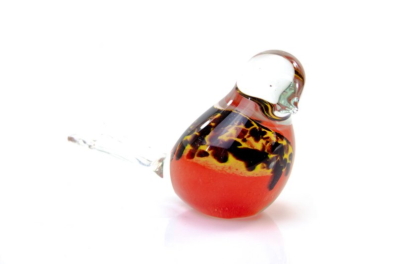 Rode Vogel van Glas - multicolor - ø 12 cm - Handgemaakt
