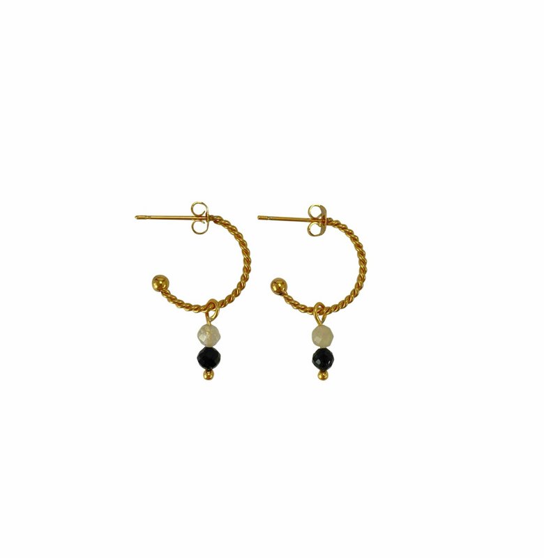 Øreringe Tourmaline & Rutilated Quartz - Guld