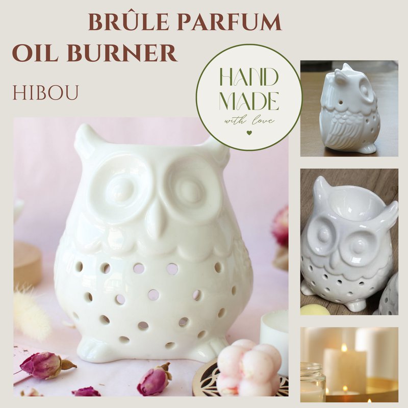 Quemador de Perfume - Búho - Diseño y Moderno - Portavelas Ceras Perfumadas, Aceites Esenciales - Accesorio Decorativo Aromaterapia