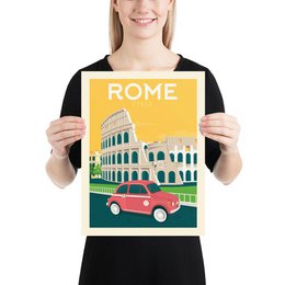 Plakat w stylu vintage Rzym | Plakat Miasto Rzym Włochy
