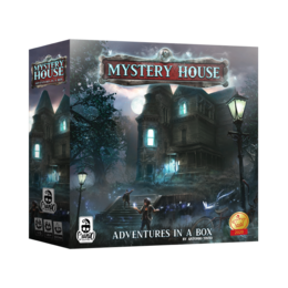 A mysterious haunted house game with a dark, spooky atmosphere and various adventure scenarios in a box.