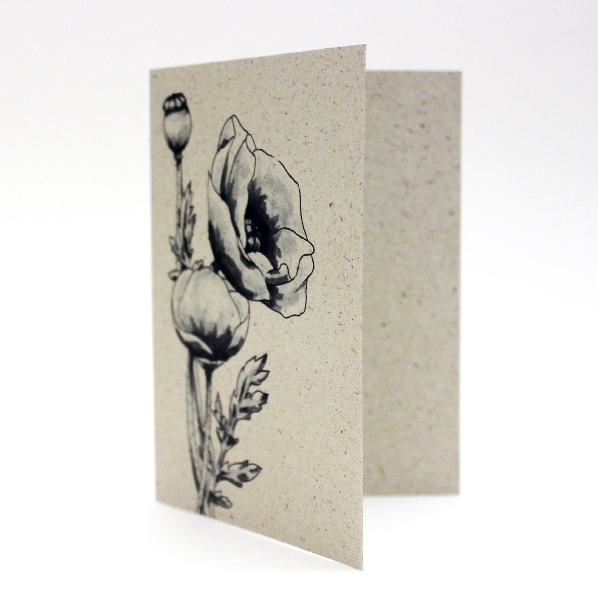 Grass paper mini card, poppies