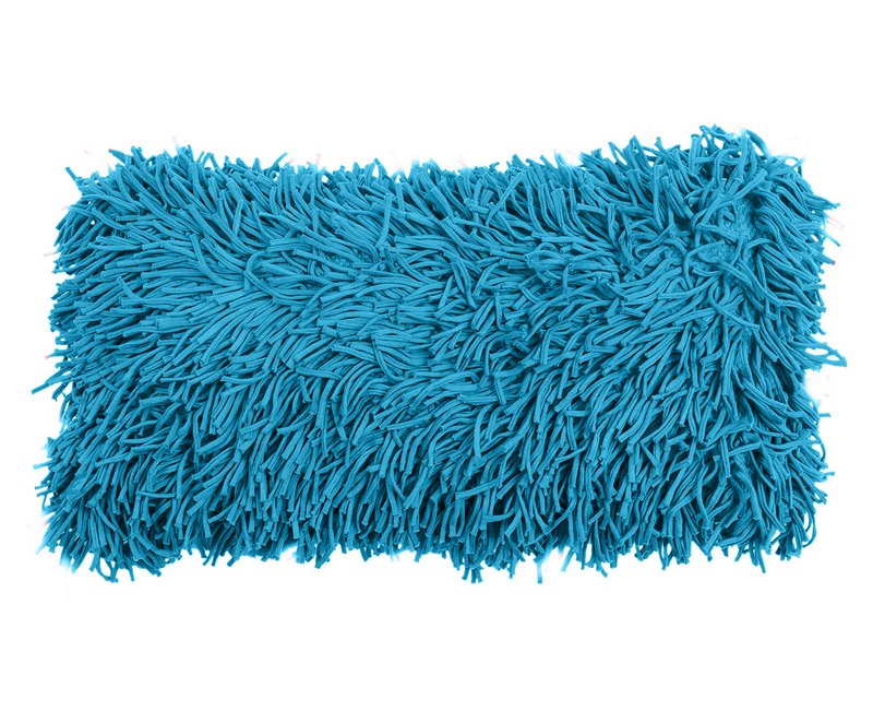 Handgefertigter Kissenbezug aus Baumwolle mit Fransen, Blau, 30 x 60 cm