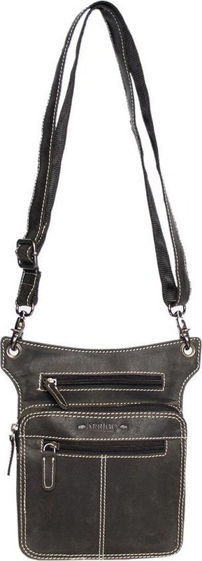 Hip bag - Black leather for the engine with extra compartment