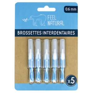 Set van 5 interdentale borstels 0,6 mm - natuurlijk gevoel