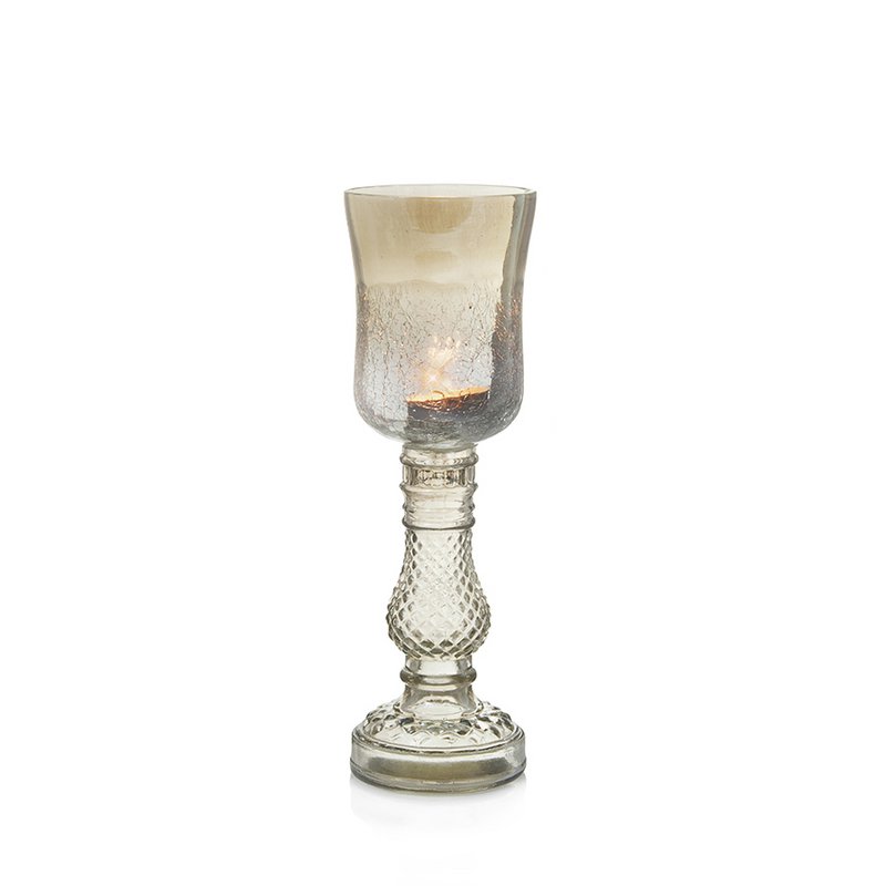 Glass Candle Holder on Pedestal, 9 x 9 x 22 cm – Art Glass