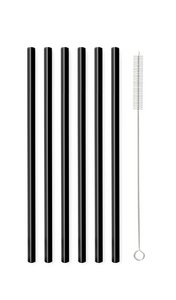 SET of 6 glass straws black 20cm AMO 6599