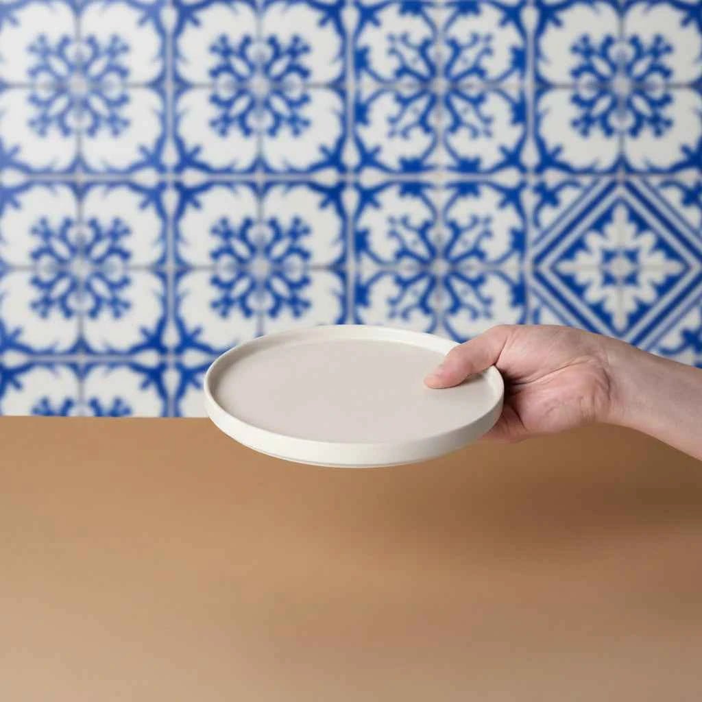 ROMA S Deco Plate – 17cm with 2cm height, handmade poured ceramic tray, perfect as a decorative Plate / Tray for dry utensils or bread, cookies