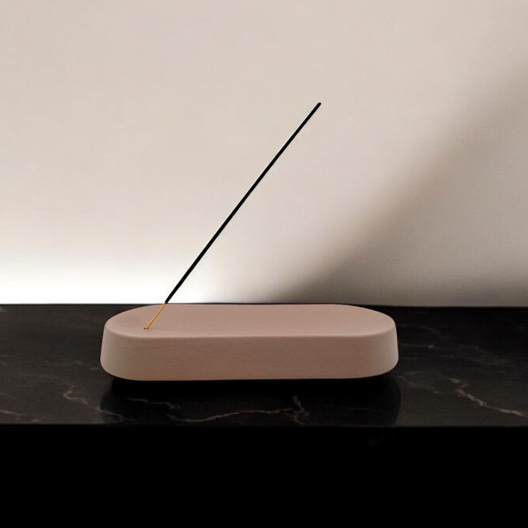 Røgelseholder - keramik - brun - oval - 22 x 9 x 3 cm