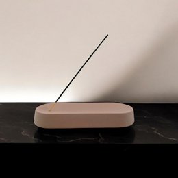Røgelseholder - keramik - brun - oval - 22 x 9 x 3 cm
