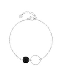 Chain Bracelet with Ring - Black Obsidian