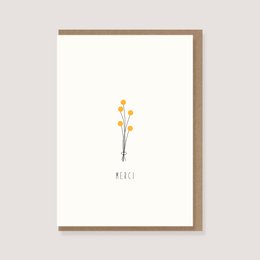 Foldet kort med konvolut - "Bouquet - Merci"