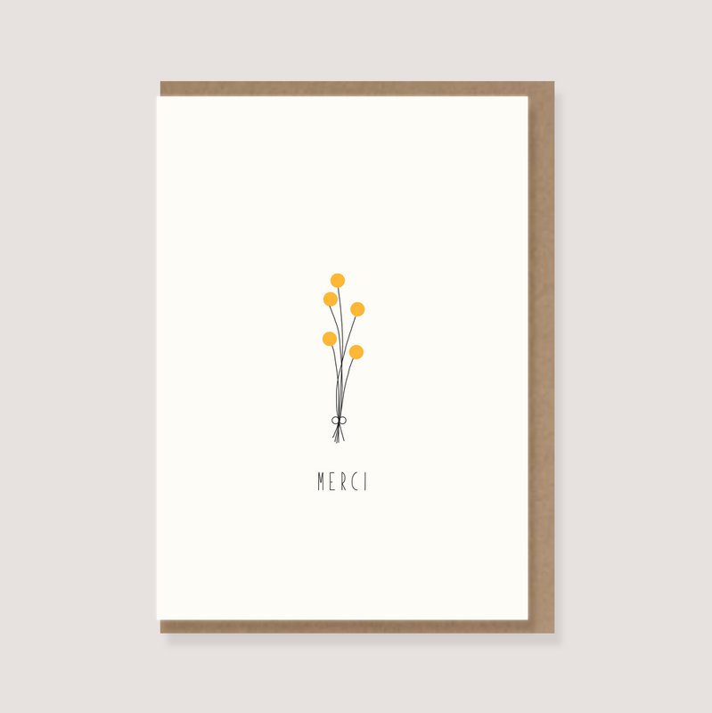Foldet kort med konvolut - "Bouquet - Merci"