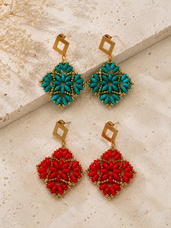 Ohrringe im Duo-Set blau und rot