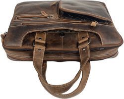 Bolso portátil Messenger Bag 15 Cognac de cuero de búfalo de 6 pulgadas