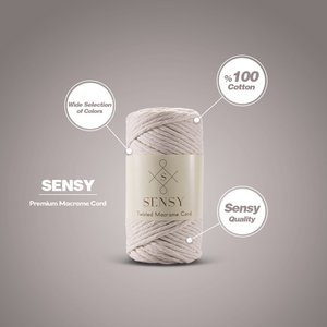 Sensy Premium 3 mm - 100% gerecycled katoen, macramekoord met enkele streng