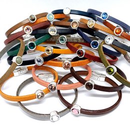 Timeless leren armband antiek verzilverd kleurrijk