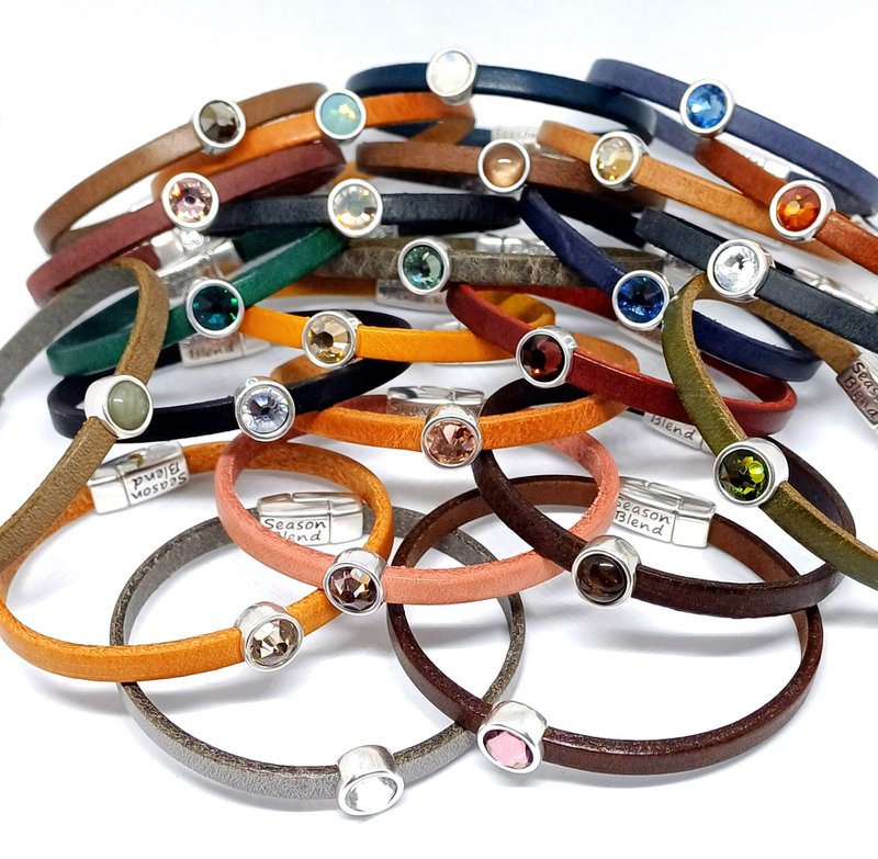 Timeless leren armband antiek verzilverd kleurrijk